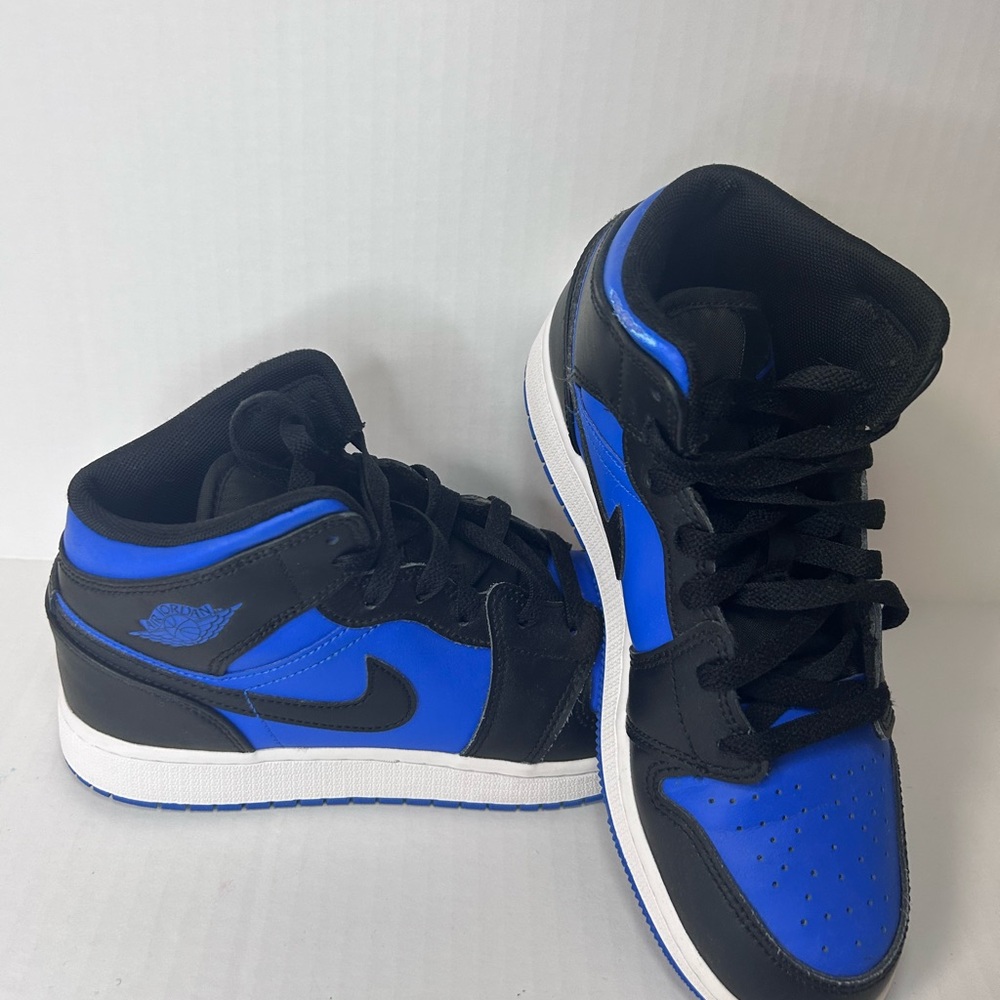 Jordan Black and Royal Blue Mid-Top Sneakers